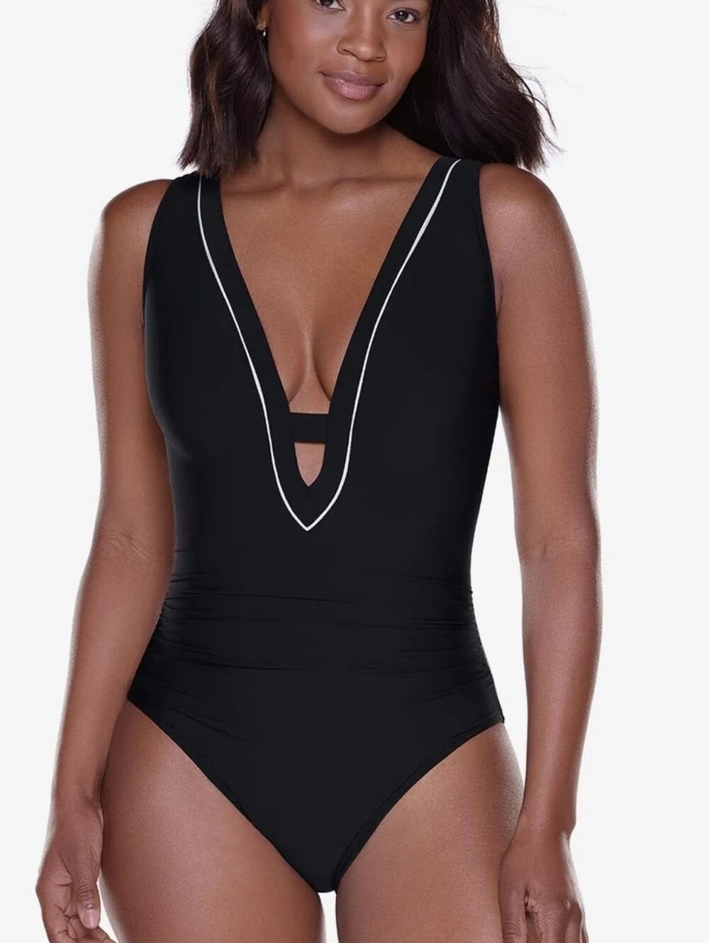 NEW Miraclesuit Zen One Piece Swimsuit in Black And White Sz 14